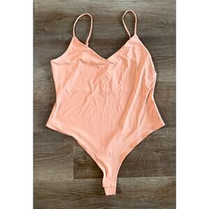 H&M Peach One-Piece Bodysuit Thong Back Adjustable Straps NWT Medium
